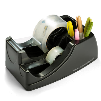 Officemate 96690 Recycled 2-In-1 Heavy Duty Tape Dispenser, black