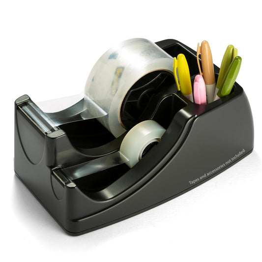 Officemate 96690 Recycled 2-In-1 Heavy Duty Tape Dispenser, black