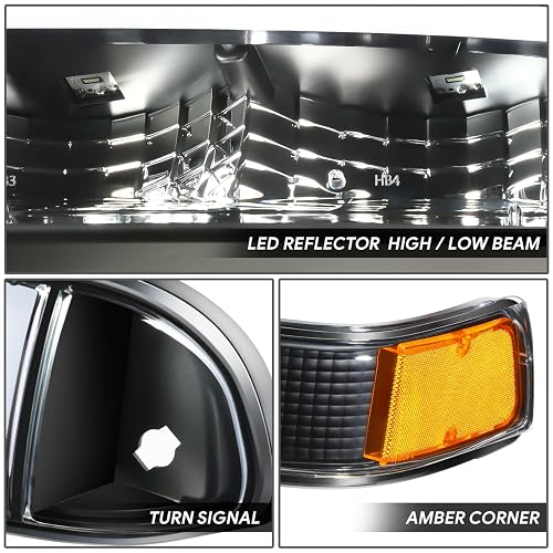DNA MOTORING - Par de Faros Delanteros Transparentes/Reflector ámbar halógeno/LED compatibles con Blazer 1998-2004 / S10 1998-2004, HL-LB5-S10984P-BK-AM