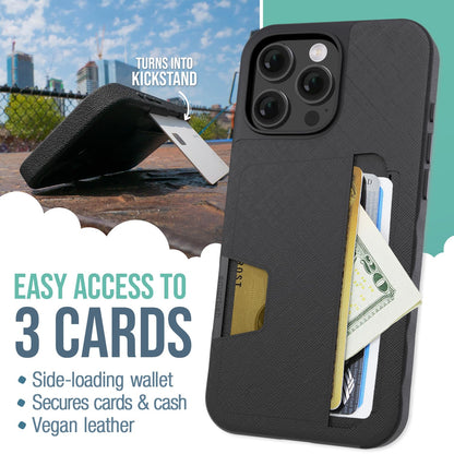 Smartish® - Funda Tipo portafolios para iPhone 16 Pro MAX – Wallet Slayer Vol 2 [Slim + Protective] - Soporte para Tarjetas de crédito con Soporte – Funda Oculta para Apple iPhone 16 Pro MAX – Black