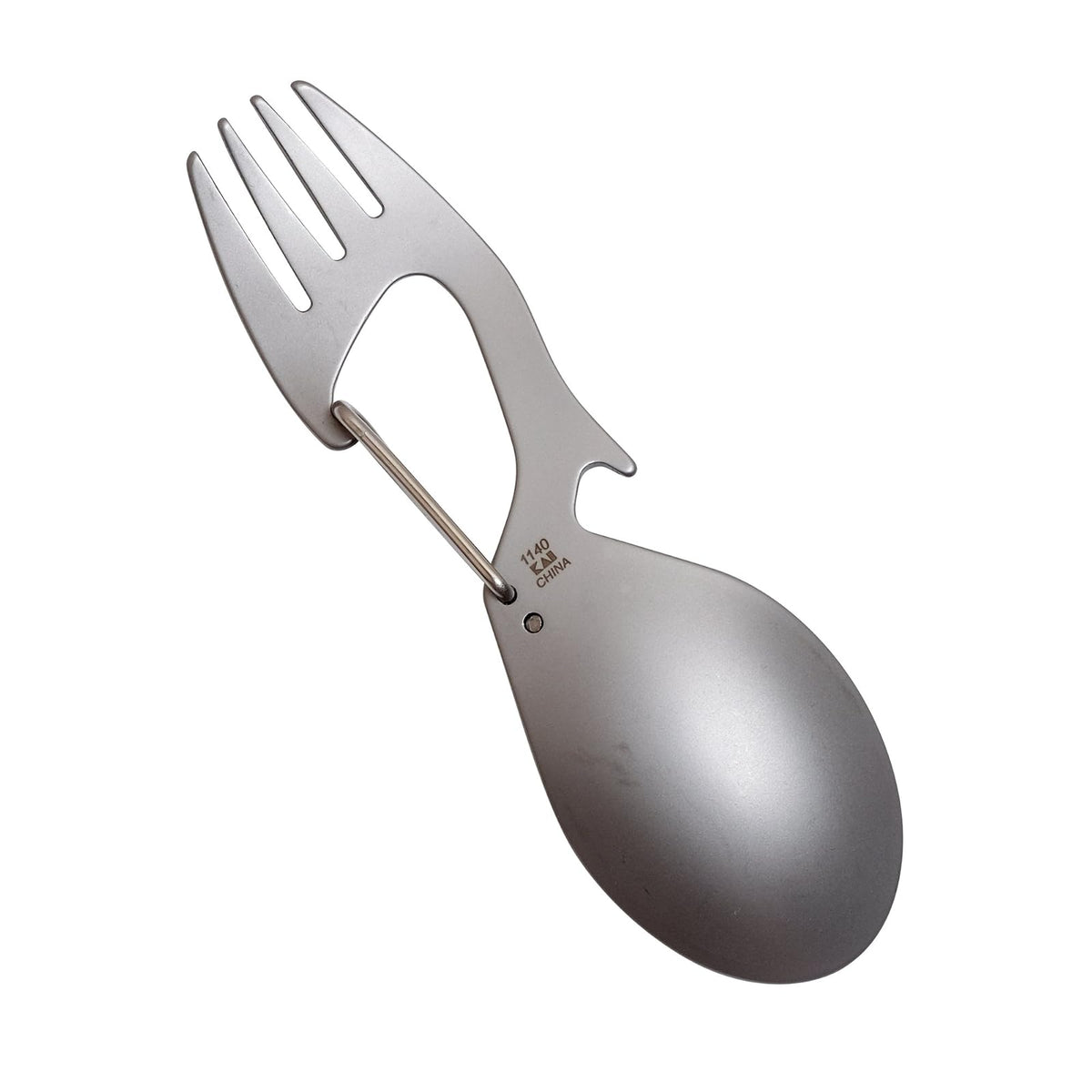 Kershaw Ration - Espátula Multiherramienta, Cuchara de Acero Inoxidable, Tenedor, mosquetón y abridor de Botellas, Longitud Regular y XL