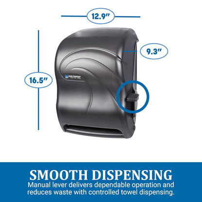 San Jamar Oceans - Dispensador de Toallas de Papel de 1.5 Pulgadas con Palanca para baño, cocinas, restaurantes y cafeterías, plástico, Perla Negra