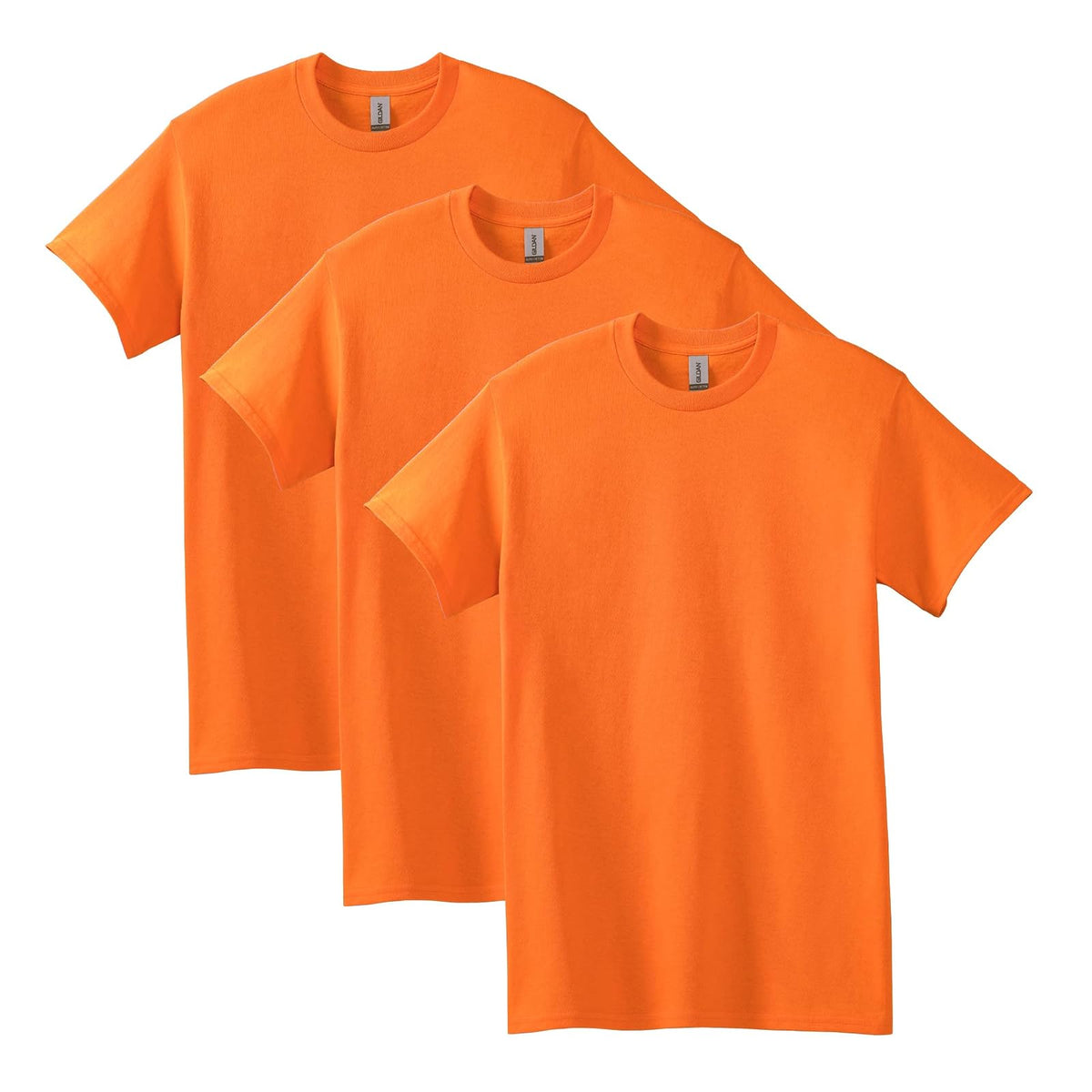 Gildan G5000 Camiseta de Algodón Pesado para Hombre - 3 - Naranja de seguridad (paquete de 3) - G