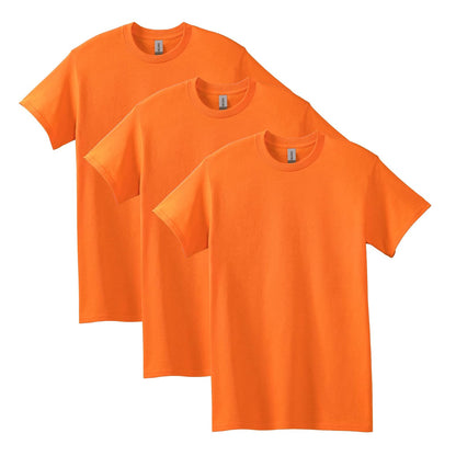 Gildan G5000 Camiseta de Algodón Pesado para Hombre - 3 - Naranja de seguridad (paquete de 3) - G