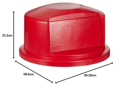 Rubbermaid Commercial Products BRUTE® – Tapa Domo con Ventilación para Contenedor, Puerta de Cierre Automático que Mantiene Alejados Olores e Insectos, Capacidad de 121 L, Rojo FG263788RED