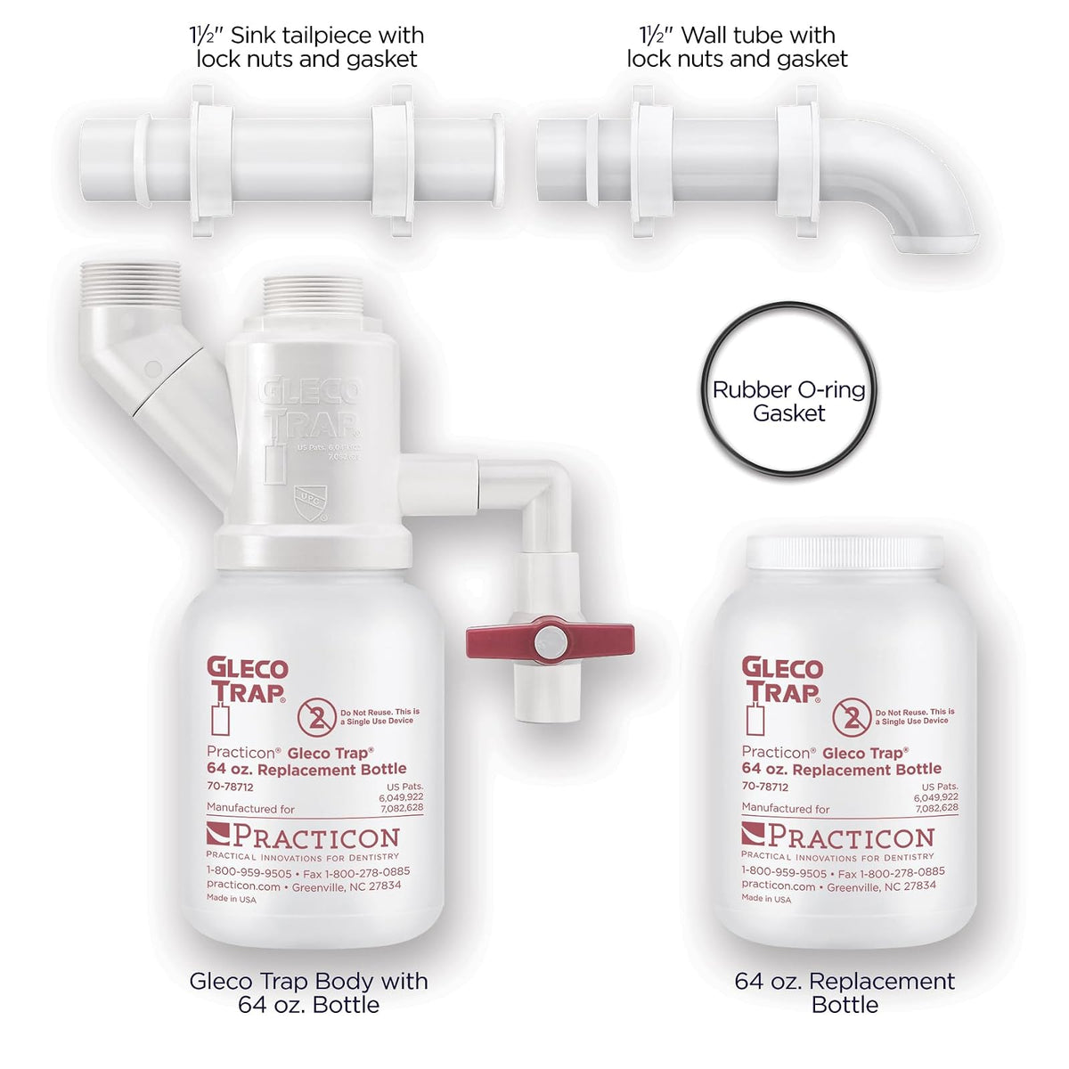 Practicon Gleco Trap System, Kit de Trampa para Fregadero de Arcilla y Yeso, 64 onzas