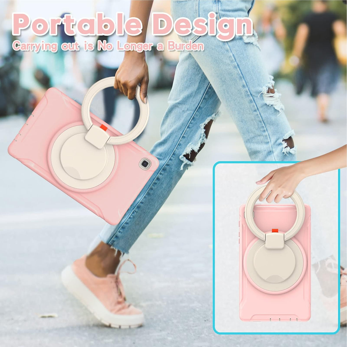 ORIbox Defender - Funda para Samsung Galaxy Tab A7 Lite [8.7 Pulgadas] 2021, protección contra caídas de Cuerpo Completo, Parachoques 3 en 1 a Prueba de Golpes con Soporte de Anillo de 360°