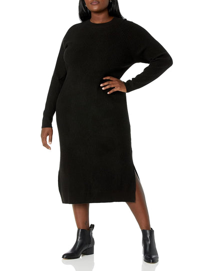 The Drop Renata Vestido Midi Acanalado Slounge Para Mujer, Negro, S