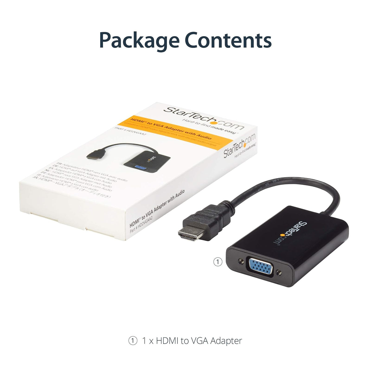 StarTech HD2VGAA2 Cable Adaptador Externo Convertidor de Video/Audio HDMI a VGA, HD15 Hembra, HDMI Macho, Mini Jack Hembra, 1920x1200, Negro
