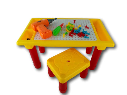 Mesa con Silla para Jugar con Piezas de Armado