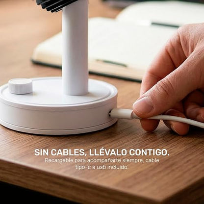 Ventilador Personal Recargable Taurus Pocket | Portátil y Compacto 4.5” | 3 Aspas | Cabezal Ajustable | Batería USB Tipo C | Flujo de Aire Directo | Ideal para Escritorio, Recámara y Oficina