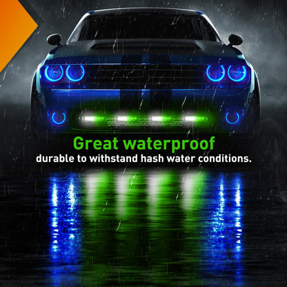 Nilight - 4 luces estroboscópicas de emergencia de 6 LED, color verde, blanco, 12 V, 24 V, montaje en superficie, luz intermitente, luz de advertencia de peligro, ultra delgada, función de