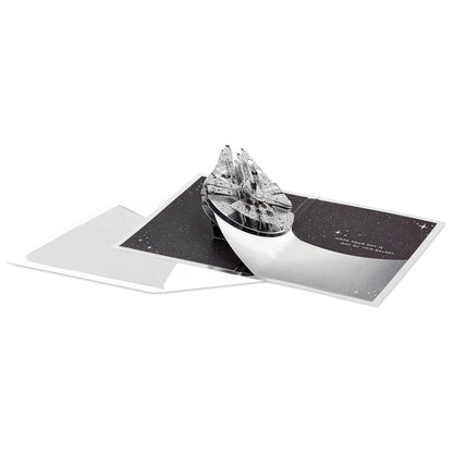 Hallmark Signature Paper Wonder Star Wars - Tarjeta emergente para el día del padre o cumpleaños (Millennium Falcon)