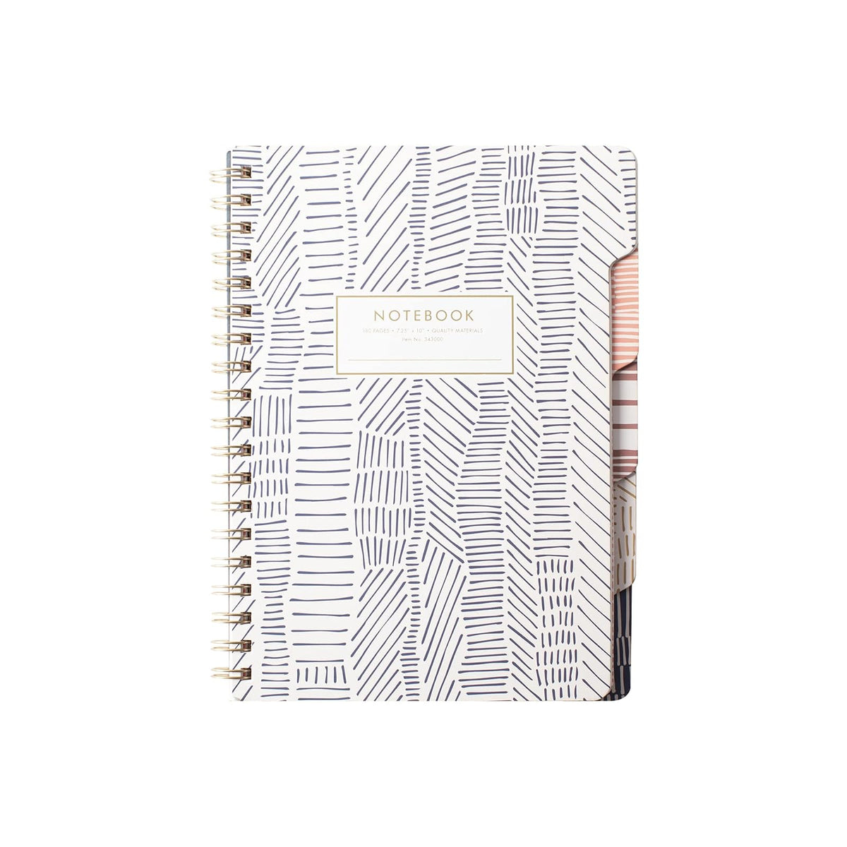 Fringe Studio - Cuaderno de pestañas grandes, líneas tribales, cubierta flexible de tapa blanda, reglas universitarias, 5 divisores de sujetos/troquelados, 7.25 x 10 pulgadas, 180 páginas forradas