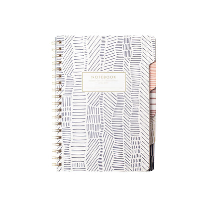 Fringe Studio - Cuaderno de pestañas grandes, líneas tribales, cubierta flexible de tapa blanda, reglas universitarias, 5 divisores de sujetos/troquelados, 7.25 x 10 pulgadas, 180 páginas forradas