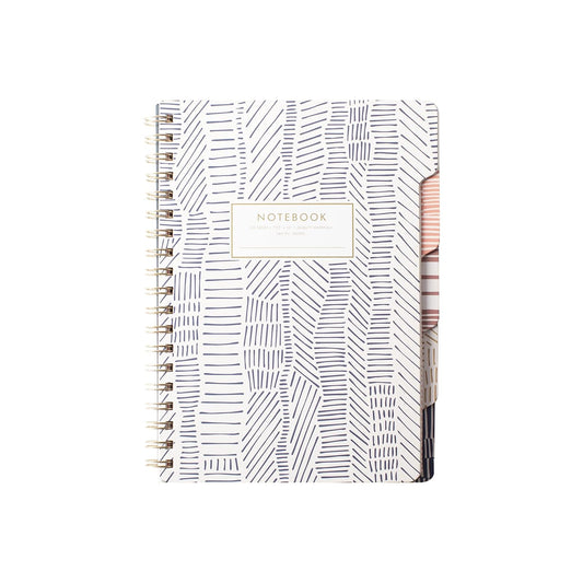 Fringe Studio - Cuaderno de pestañas grandes, líneas tribales, cubierta flexible de tapa blanda, reglas universitarias, 5 divisores de sujetos/troquelados, 7.25 x 10 pulgadas, 180 páginas forradas