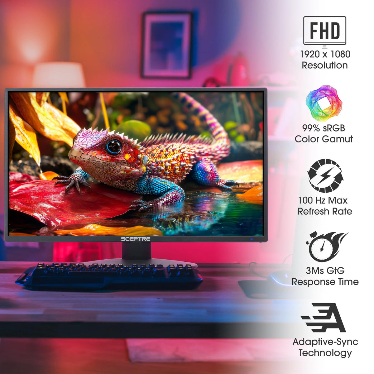 Sceptre New 22 Inch 1080p LED Monitor 1920 x 1080 75Hz HDMI x2 VGA 99% sRGB Build-in Speakers, Blue Light Shift Machine Black (E22 Series)