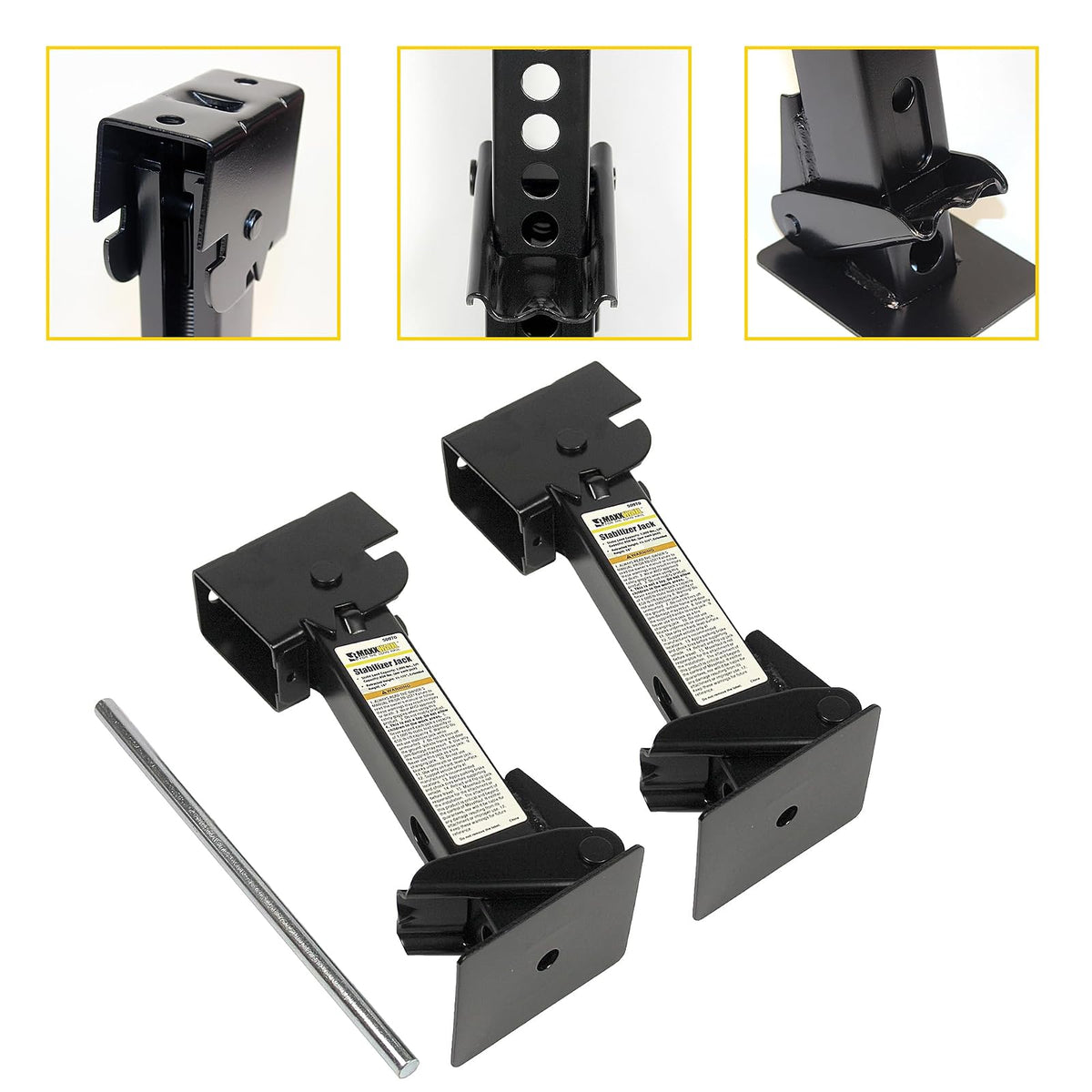 MaxxHaul 50970 - Gatos estabilizadores telescópicos para Remolque, Accesorios para Caravana, 1000 Libras, Capacidad Cada uno de 12 a 18 Pulgadas, Juego de 2