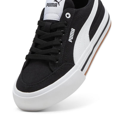PUMA, Tenis Juveniles Court Classic Vulc FS, Unisex, Blanco y Negro, Talla 24,5