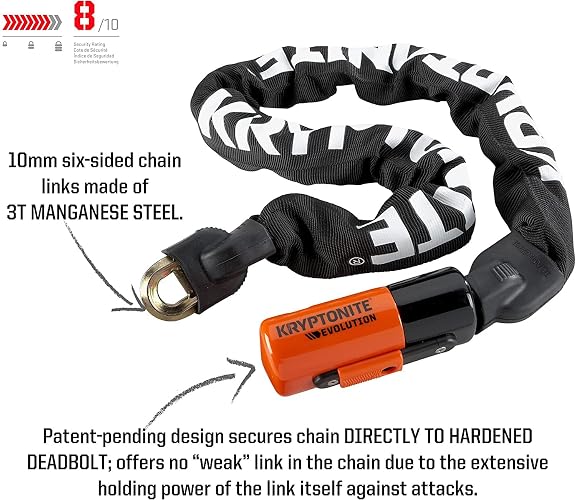 Kryptonite Evolution 4 - Candado de Cadena Integrado para Bicicleta