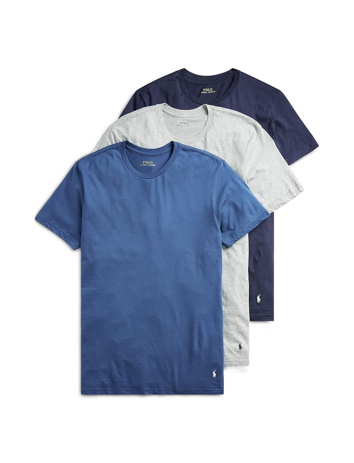 Polo Ralph Lauren Playera de Algodón Cuello Redondo para Hombre - G - Andover Heather - Cruise Navy, Bali Blue - White, Cruise Navy - White