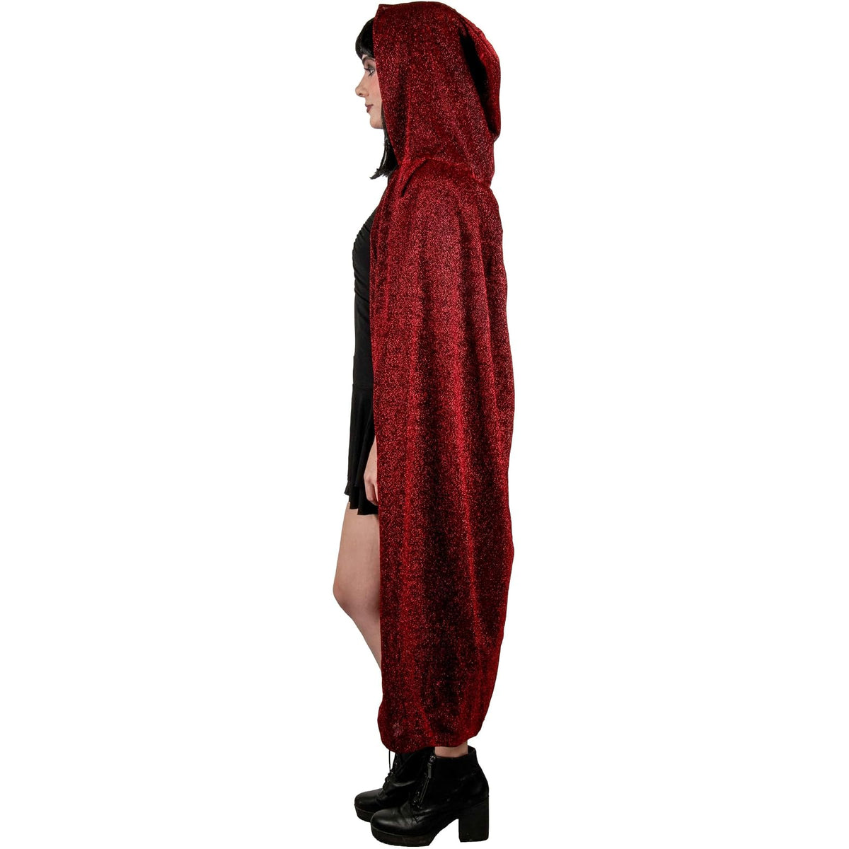 REV Capa Roja Brillosa de Poliéster – Capa con Brillo para Disfraz de Vampiresa, Caperucita o Reina Roja – Accesorio para Fiesta, Halloween, Carnaval o Cosplay