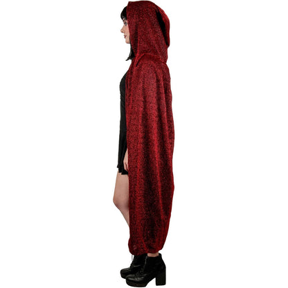 REV Capa Roja Brillosa de Poliéster – Capa con Brillo para Disfraz de Vampiresa, Caperucita o Reina Roja – Accesorio para Fiesta, Halloween, Carnaval o Cosplay