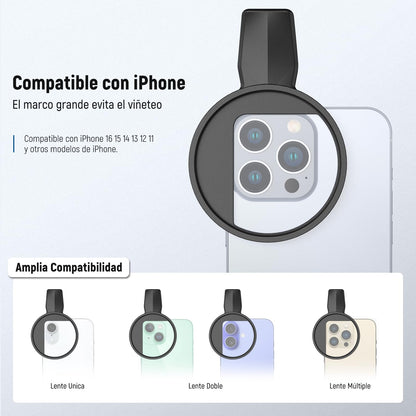 NEEWER 2 en 1 67mm Clip On CPL & Filtro Difusor Negro 1/4 Compatible con iPhone 16, 15, Pro MAX Plus, 16e, 14, 13, Mini y 12, Kit Accesorios Fotografía Lentes Cámara Polarizadoras Circulares, FL-B35.