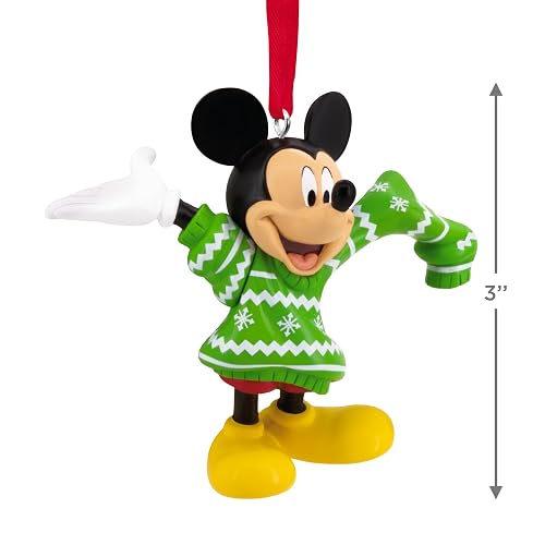 Hallmark Disney Mickey Mouse en suéter de Navidad Adorno de Navidad, Regalos para fanáticos de Disney