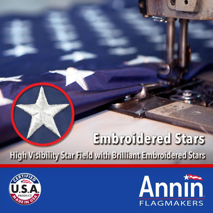 Annin Flagmakers Model 2730 American Flag 5x8 ft. Tough-Tex the Strongest, Longest Lasting Flag , 100% Made in USA with Sewn Stripes, Embroidered Stars and Brass Grommets.