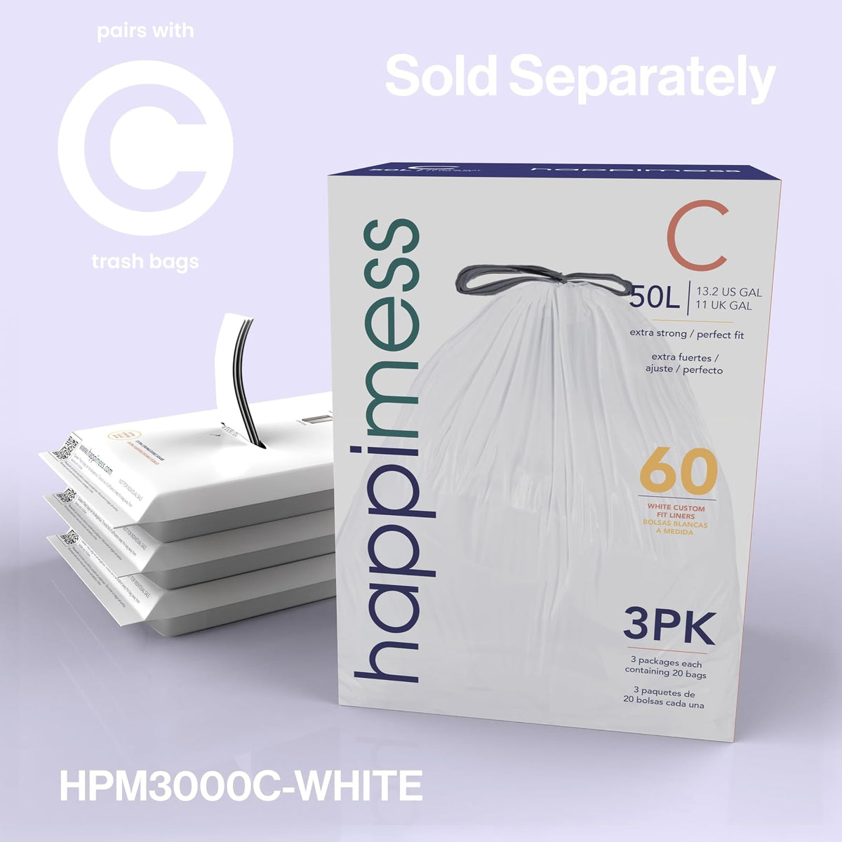 happimess HPM1006I Connor - cubeta de basura rectangular de 13 galones con tapa de cierre suave y mini bote de basura gratuito, resistente a las huellas dactilares, moderno, minimalista para el hogar,