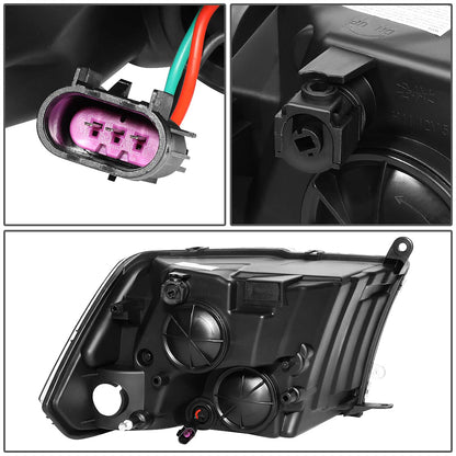 DNA Motoring Conjunto de Faros Delanteros Halogen, Negro/Transparente, HL-OH-DR09QUA-BK-CL1 [para Ram 1500-5500 10-18]