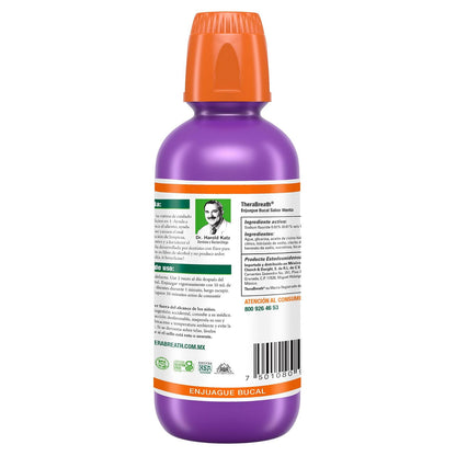 TheraBreath Enjuague Bucal Complete 6 en 1, Menta Revitalizante 473 ml. | Ayuda a Combatir las Caries y el Mal Aliento, Fortalecer los Dientes y el Esmalte. Sin Ardor ni Colorantes. Sin alcohol.