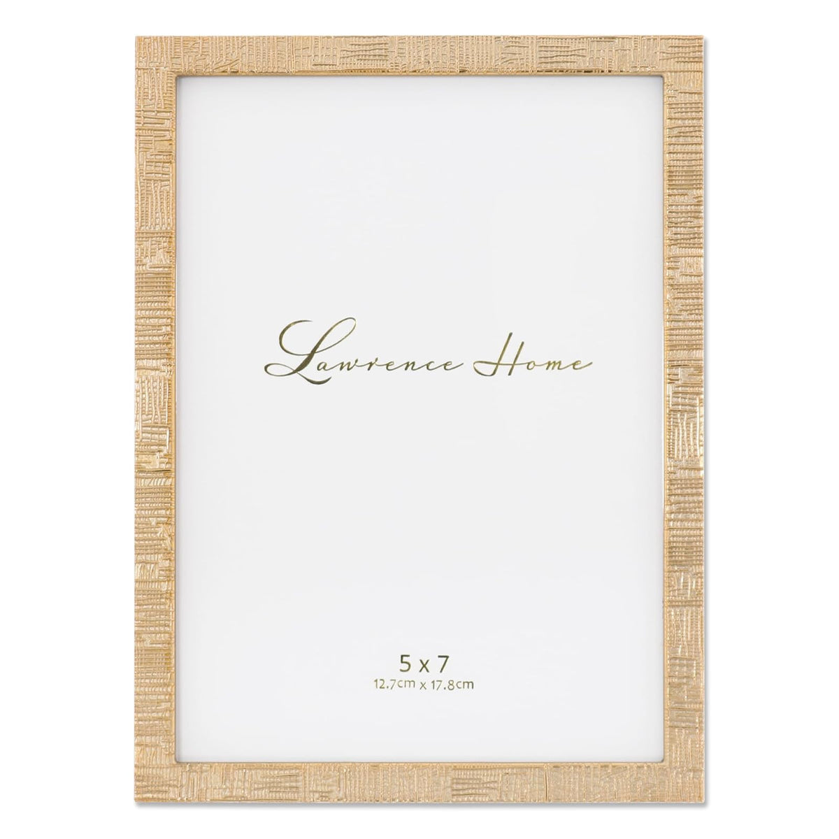 Lawrence Frames Marco de Fotos Metal Dorado Patrón Lino, 4x6 in - 12,7 x 17,78 cm (5x7 pulg.) - Dorado