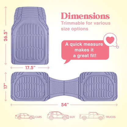 Carbella Alfombrillas de Goma Lavanda de 4 Piezas de Ajuste Universal para Auto, CBMT-923