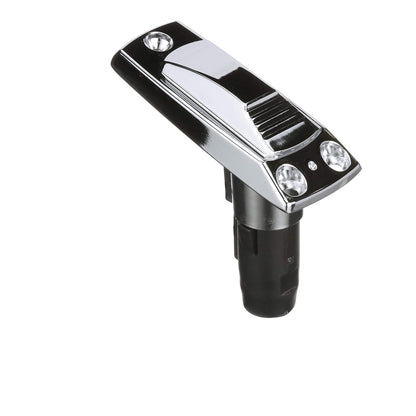 Attwood 911339-7 Base rectangular de 2 pines para poste de luz en ángulo de 12 grados, cubierta giratoria, acabado Zamak, 4 pulgadas x 1 5/8 pulgadas