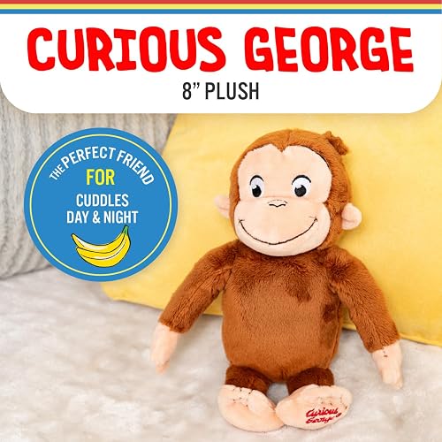 Juguetes de Peluche para niños preferidos por el Curioso Overol George, Juguetes de Peluche Suaves y Lindos Regalos para bebés y niños pequeños y niñas, 8 Pulgadas