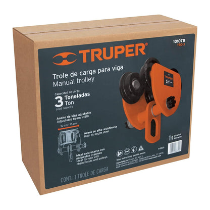 Truper TRO-3, Trole de Carga 3 toneladas para Vigas IPS e IPR Ajustable