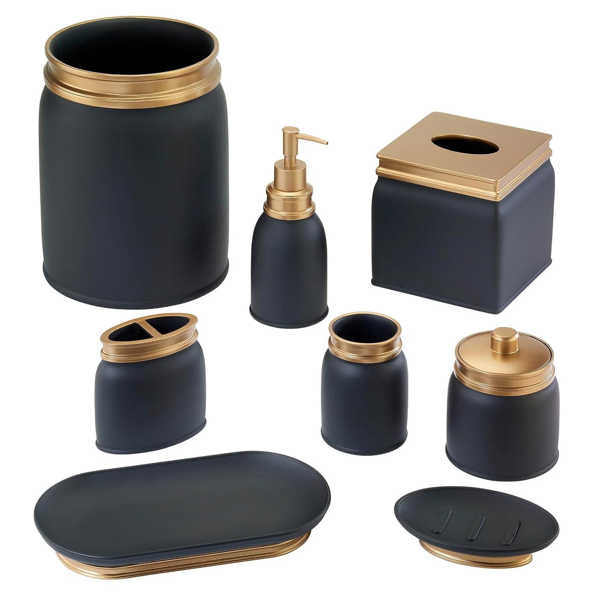 Avanti Linens - Dispensador de jabón/bomba de loción, esencial para el baño de invitados, decoración moderna del hogar (colección Memphis, negro)