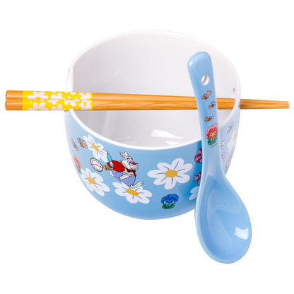 Silver Buffalo Alicia in Wonderland Wildflower Character Toss 20 onzas de cerámica Ramen Bowl con palillos y cuchara