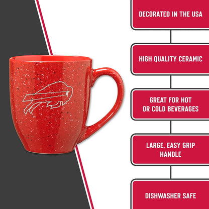 Rico Industries NFL Football Buffalo Bills - Taza de café de cerámica moteada grabada con láser de 16 onzas