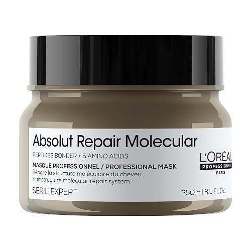 L'Oréal Professionnel Absolut Repair Molecular Mascarilla | Para cabello muy dañado a nivel molecular. Mascarilla reparadora que repara y suaviza, uso semanal recomendado.