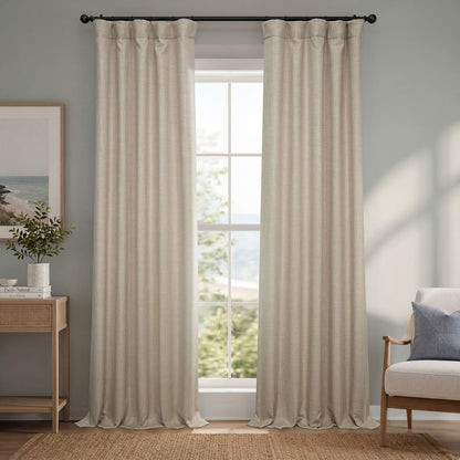 Half Price Drapes Cortina de Lino Sintético, Panel Individual - 127An x 213.4Al cm (1 Paneles) - Tostado de paja