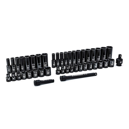GEARWRENCH 44 Piece 3/8inch Drive 6 Point Impact Socket Set, Standard & Deep, SAE/Metric - 84916N