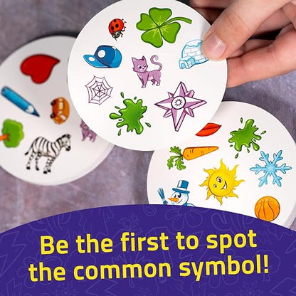 Asmodee Spot It! Juego de cartas clásico (actualización de 2024) - Edición Eco-Blister, juego de percepción visual 5 en 1 para reflejos rápidos y diversión familiar, edades de 6 años, 2 a 8 jugadores