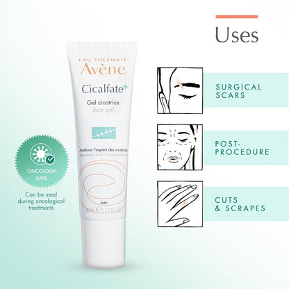 Eau Thermale Avene Cicalfate+ Scar Gel - Restorative Silicone Massage Gel for Superficial & Dermatological Scars - Postbiotic Skincare - Non-Comedogenic - 1 fl.oz.