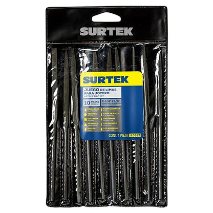 Surtek 120387 Juego de limas combinadas para joyero, 10 piezas