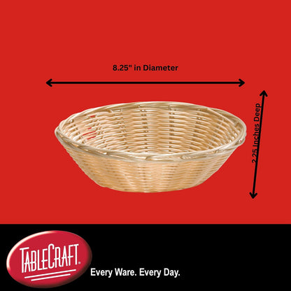 TableCraft Products C1175W Basket, Round, Natural, 8.5" x 2.25" (Pack of 12)