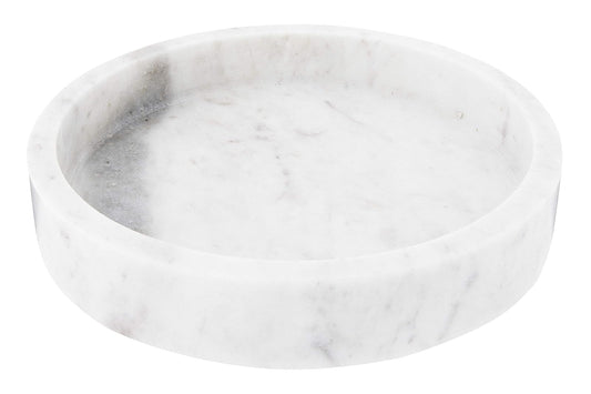 Creative Co-Op - Bandeja de mármol Tallada Redonda o Tabla de charcutería, Color Blanco