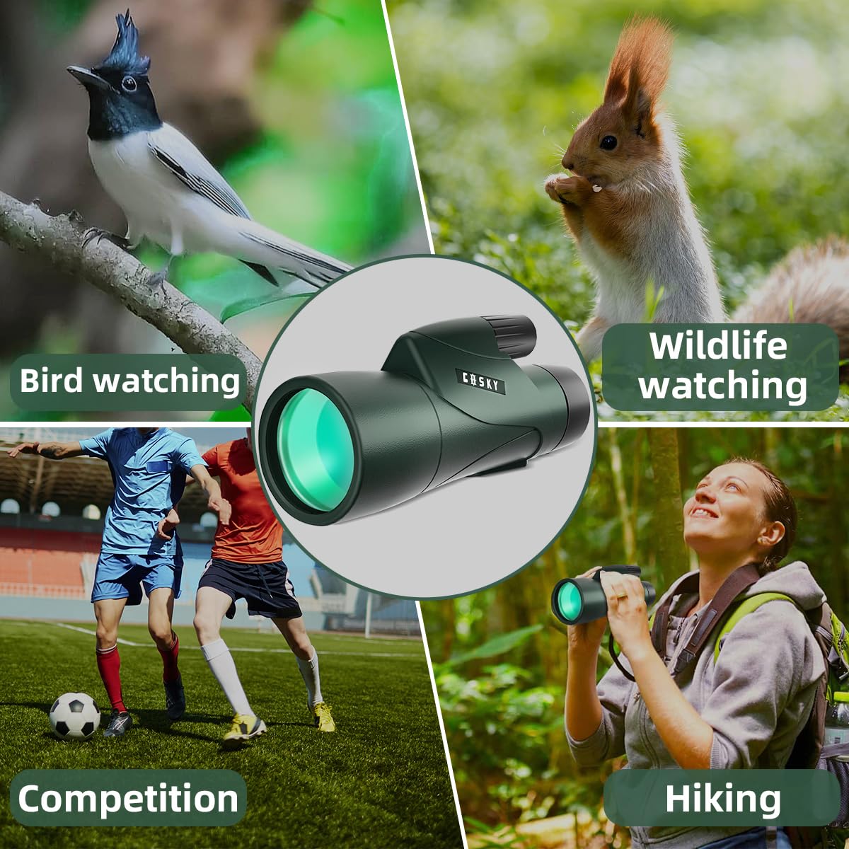 Gosky 12x55 High Definition Monocular Telescope and Quick Smartphone Holder - 2018 Newest Waterproof Monocular -BAK4 Prism for Wildlife Bird Watching Hunting Camping Travelling Wildlife Secenery